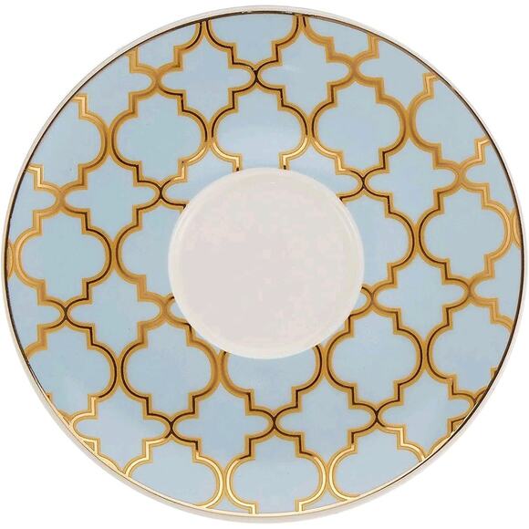 Grace's Teaware Blue Debra Saucer 6" Plate Gold Handpainted Geometric Regency - Picture 11 of 12